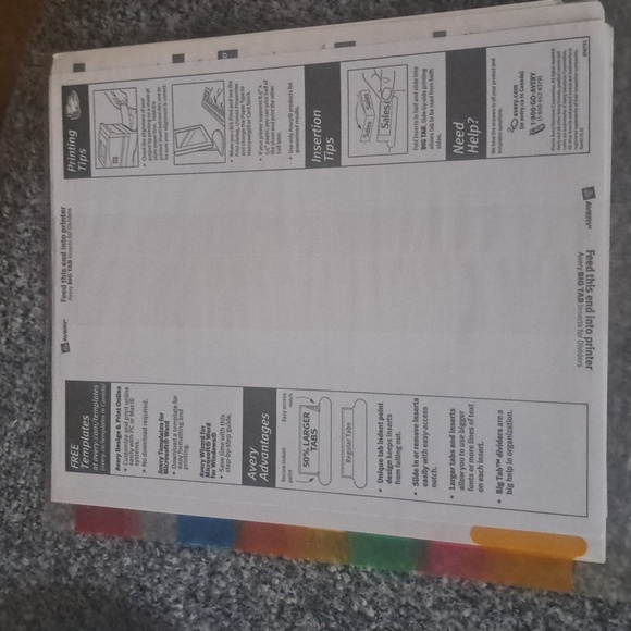 Extra Wide Big Insertables Dividers. Tab bty AVERY 9"X11" - Picture 2 of 7